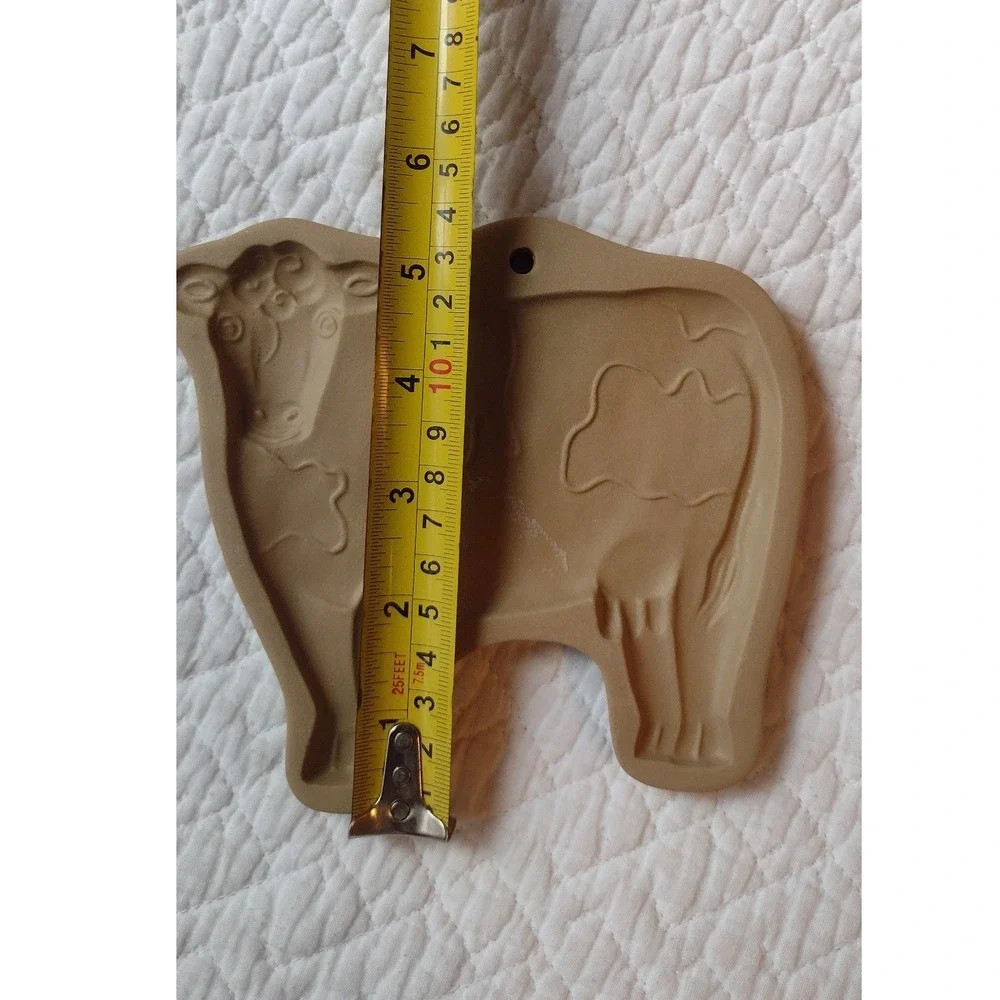 Vintage 1986 Brown Bag Cookie Art Hill Design Inc Stoneware Cow Mold Press 6